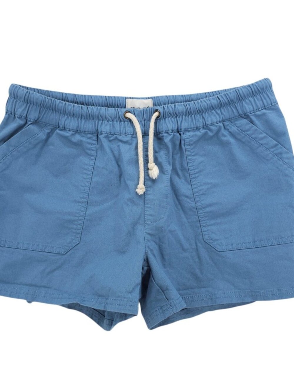 PACT Women's Blue Drawstring Short Organic Cotton Stretch Elastic Waist MEDIUM